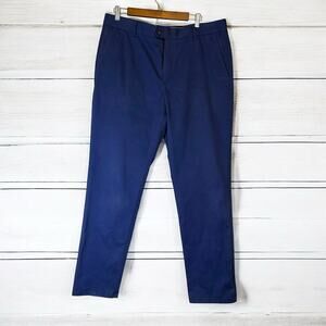 Charles Tyrwhitt Slim Fit Non-Iron Cotton Dress Pants Trousers Blue 36/32